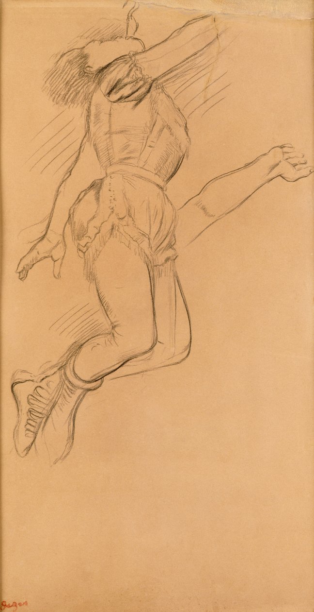 Mademoiselle La La w Circus Fernando, 1879 (czarna kredka na brązowym papierze) autorstwa Edgar Degas