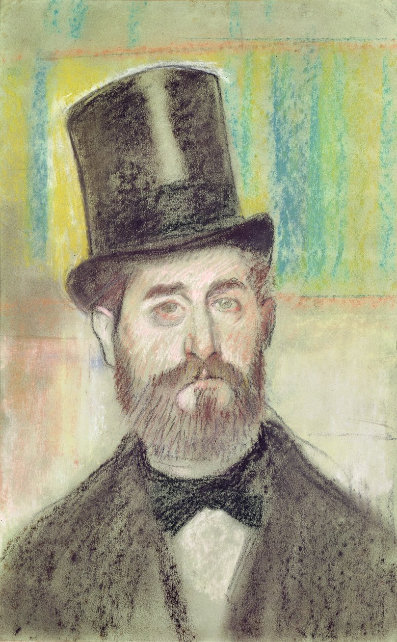 Mężczyzna w kapeluszu opery (pastel na papierze) autorstwa Edgar Degas