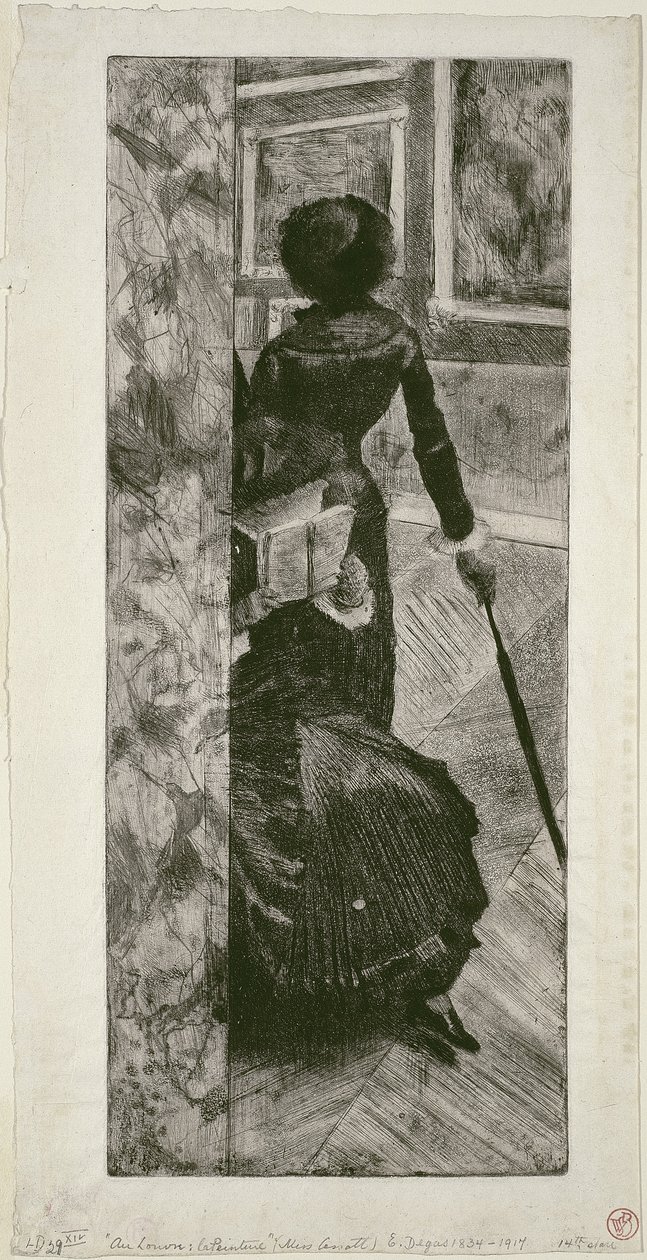 Mary Cassatt w Galerii Malarstwa w Luwrze, 1879-80 autorstwa Edgar Degas