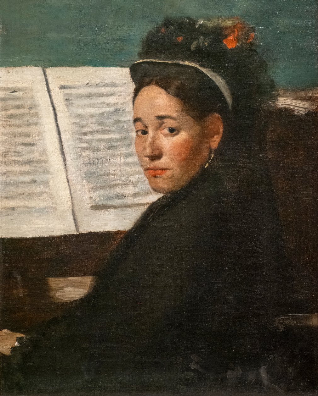 Panna Dihau przy fortepianie. Około 1870. Olej na płótnie. autorstwa Edgar Degas
