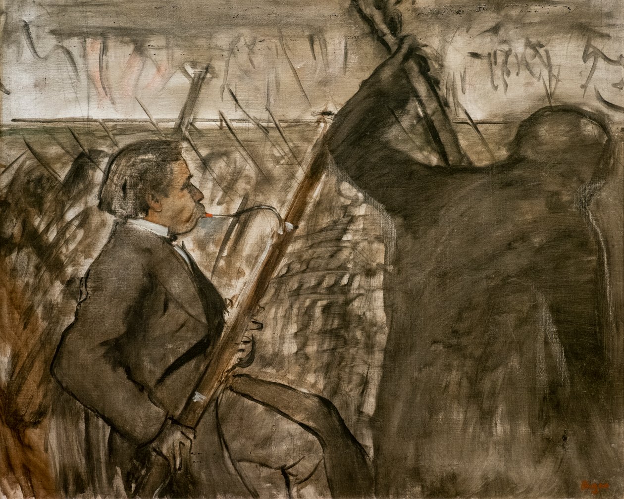 Muzycy w orkiestrze. Około 1870. Olej na płótnie. autorstwa Edgar Degas