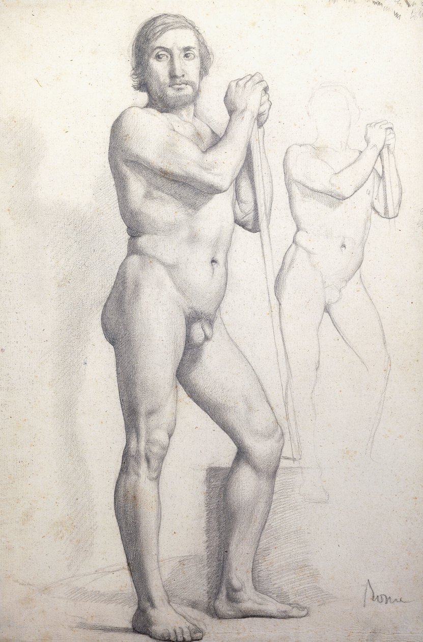 Nagi mężczyzna Stojący; Nagi mężczyzna stojący, c.1856 autorstwa Edgar Degas