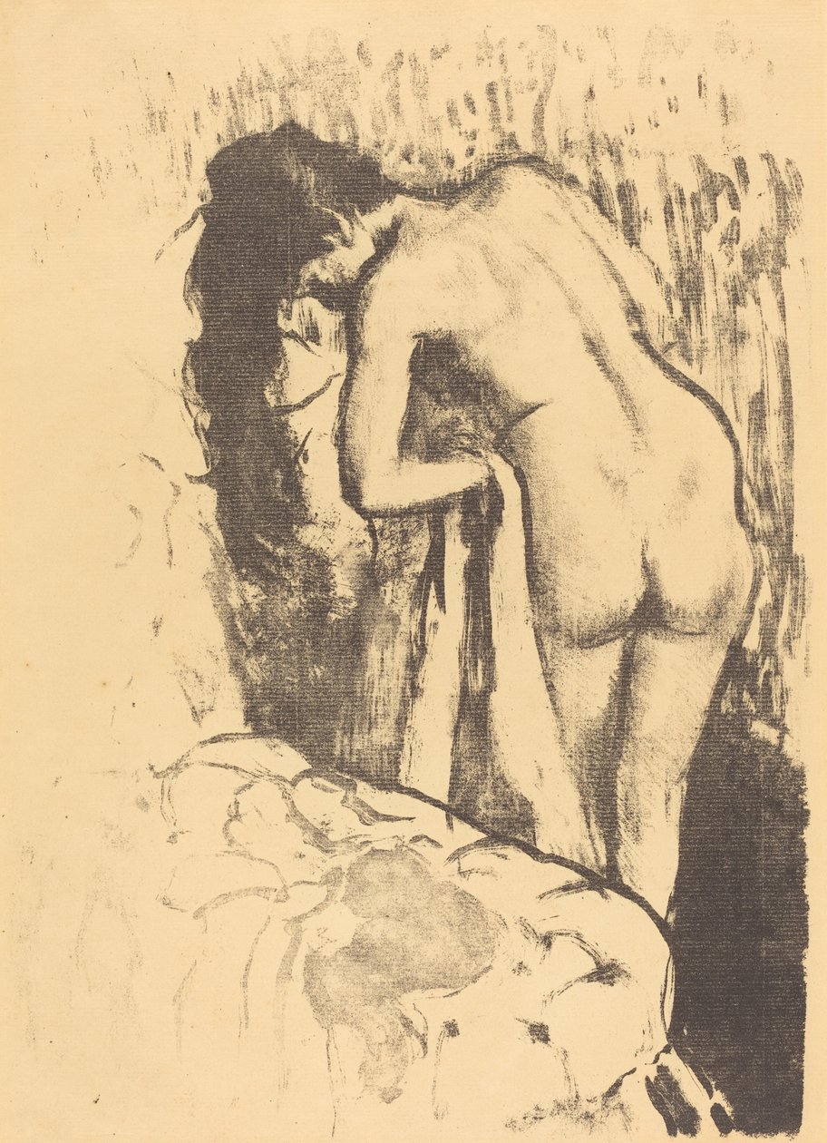 Naga kobieta stojąca, susząca się (Femme nue debout, a sa toilette) autorstwa Edgar Degas