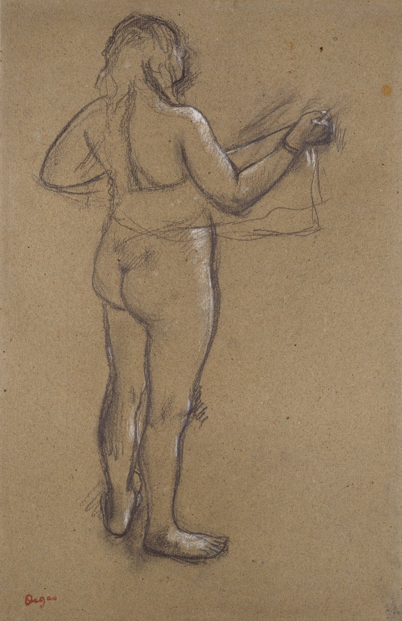 Akt Kobieta osuszająca się ręcznikiem, widziana z tyłu, koniec XIX w. autorstwa Edgar Degas