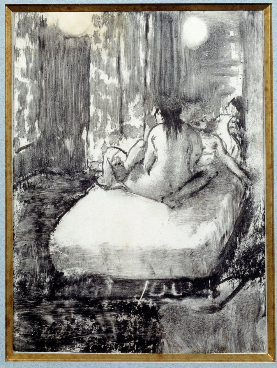 Na łóżku Monotypia czarnym tuszem na chińskim papierze autorstwa Edgara Degas autorstwa Edgar Degas