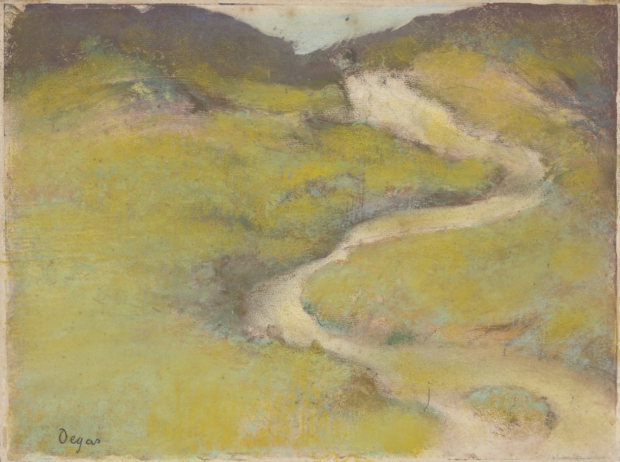 Pathway in a Field, 1890 (pastel na monotypie w olejach) autorstwa Edgar Degas