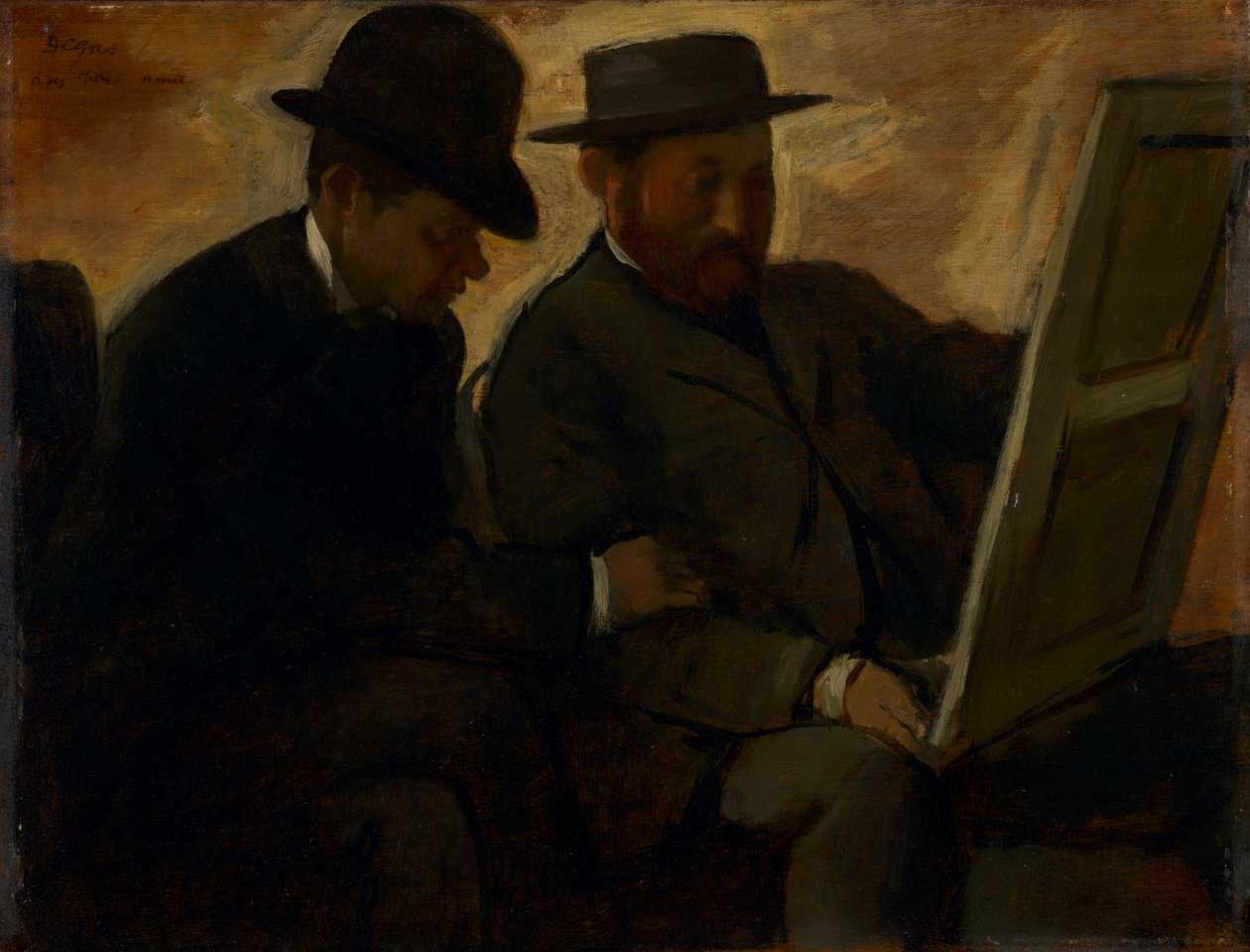 Paul Lafond i Alphonse Cherfils badają obraz, ok. 1878-1880 autorstwa Edgar Degas