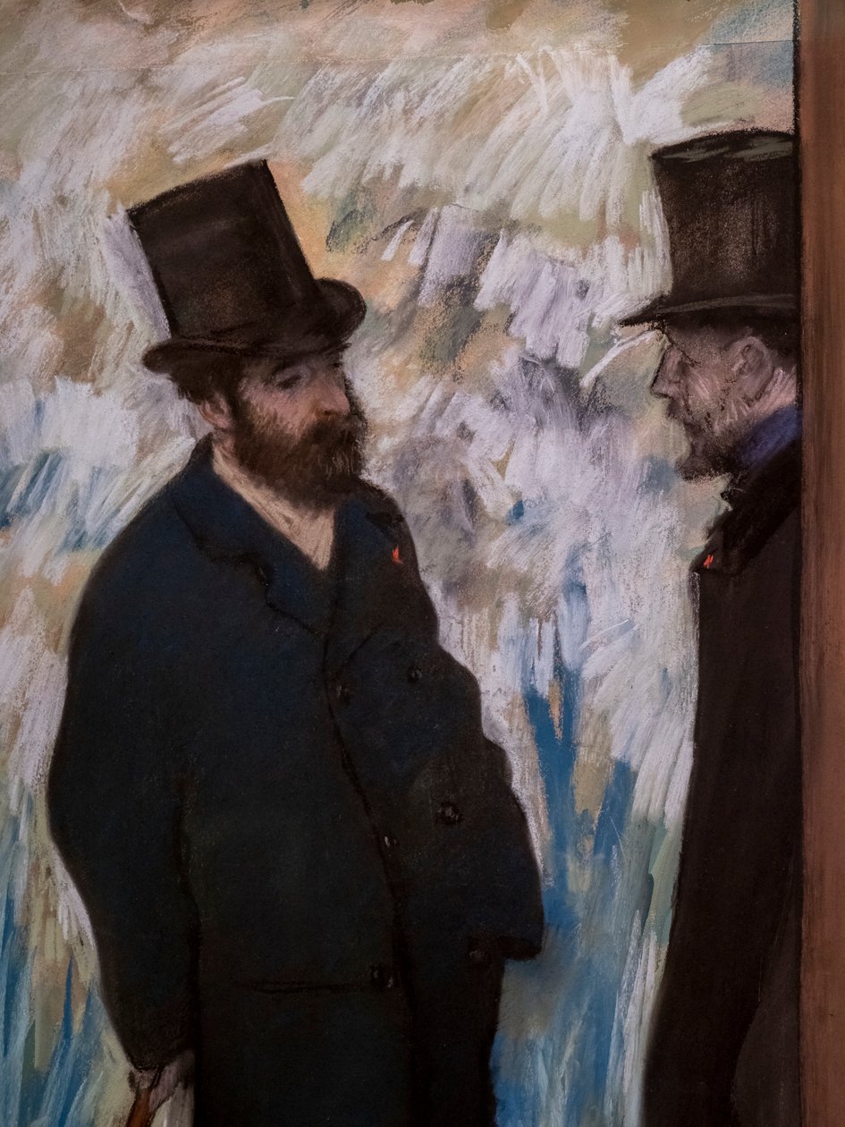 Portret przyjaciół na scenie (detal) (znany również jako „Portret Ludovica Halevy i Alberta Boulanger-Cave”). 1879. Pastel na papierze. autorstwa Edgar Degas