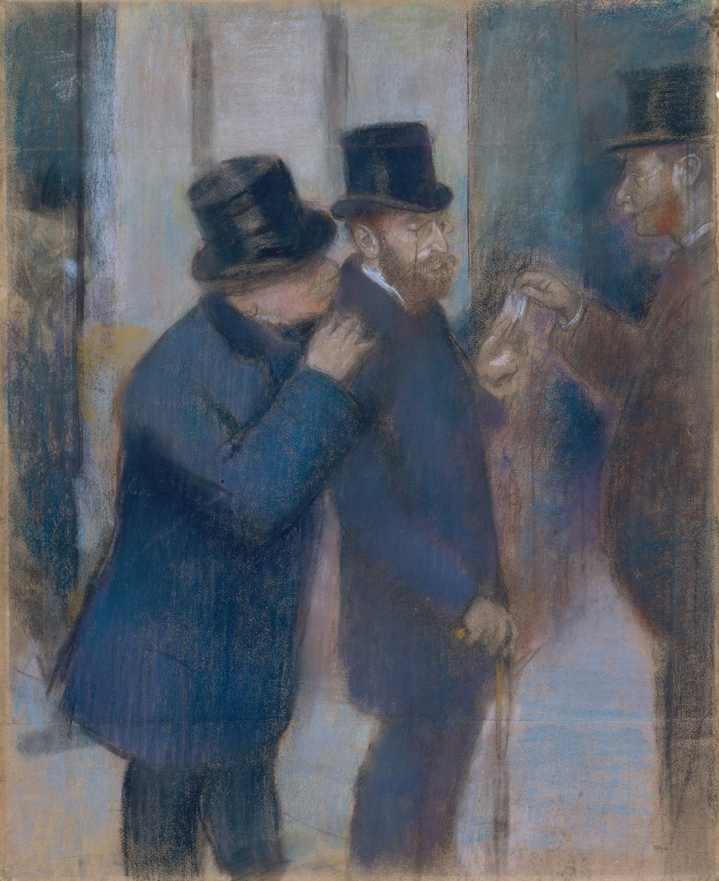 Portrety na Giełdzie, ok. 1878-79 (pastel na papierze, pofragmentowane i ułożone na płótnie) autorstwa Edgar Degas