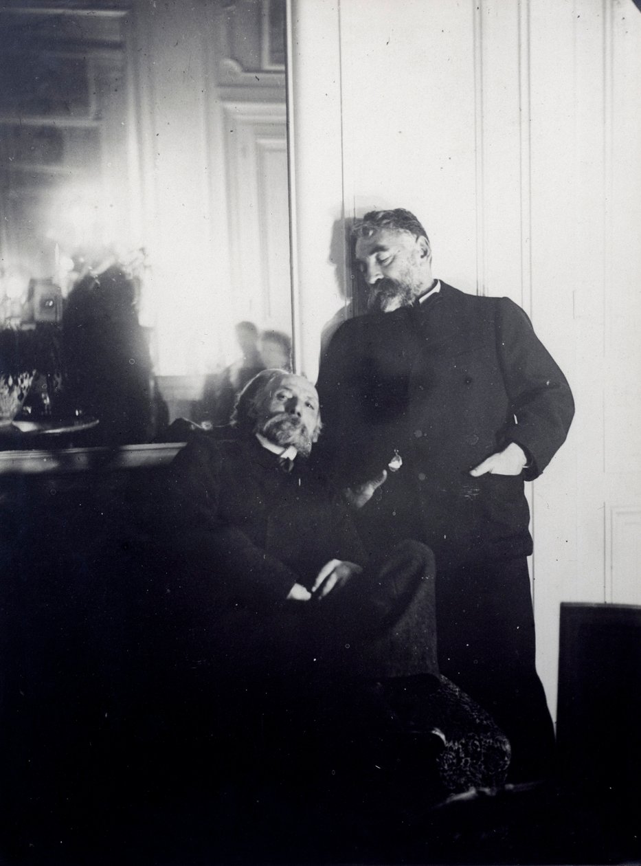Portrety poety Stephane Mallarme (1842-1898) i malarza Auguste Renoir (1841-1919). Edykt fotograficzny Edgara Degasa (1834-1917) 1895 Paryż, Biblioteka Jacquesa Douceta autorstwa Edgar Degas