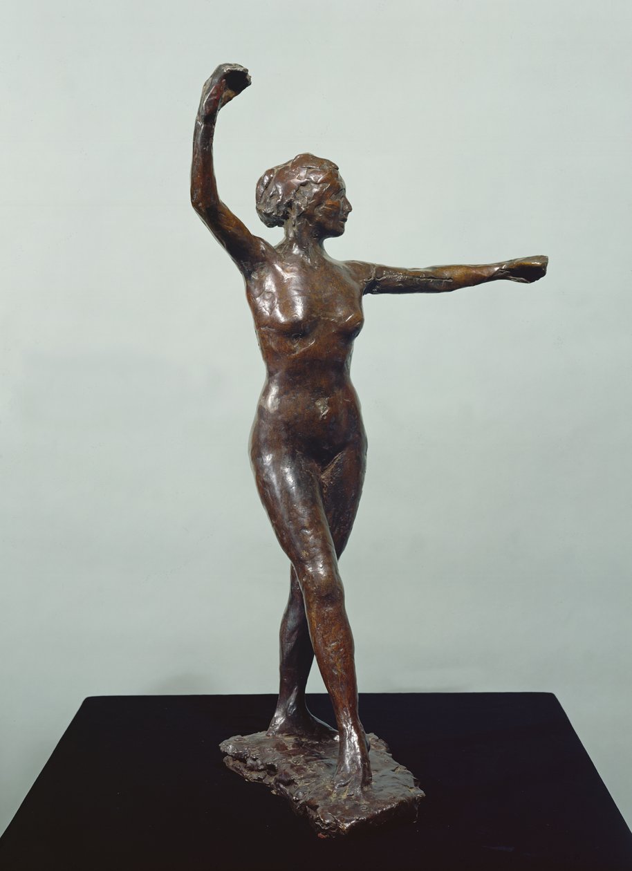 Przygotowanie do tańca, prawa stopa z przodu (brąz) autorstwa Edgar Degas