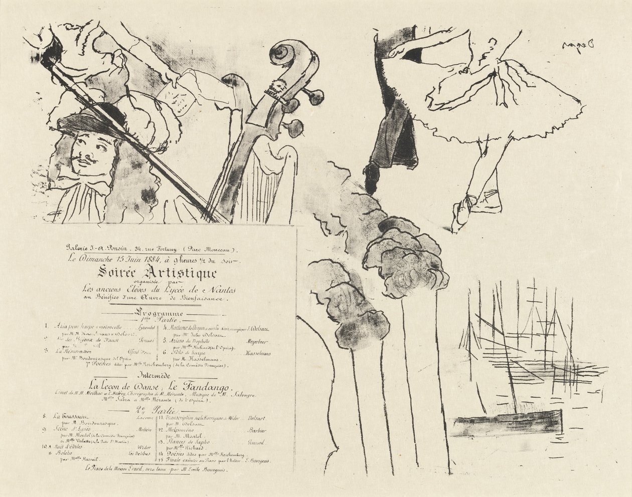 Program wieczoru artystycznego na wieczór byłych uczniów Lycée de Nantes, 18 autorstwa Edgar Degas