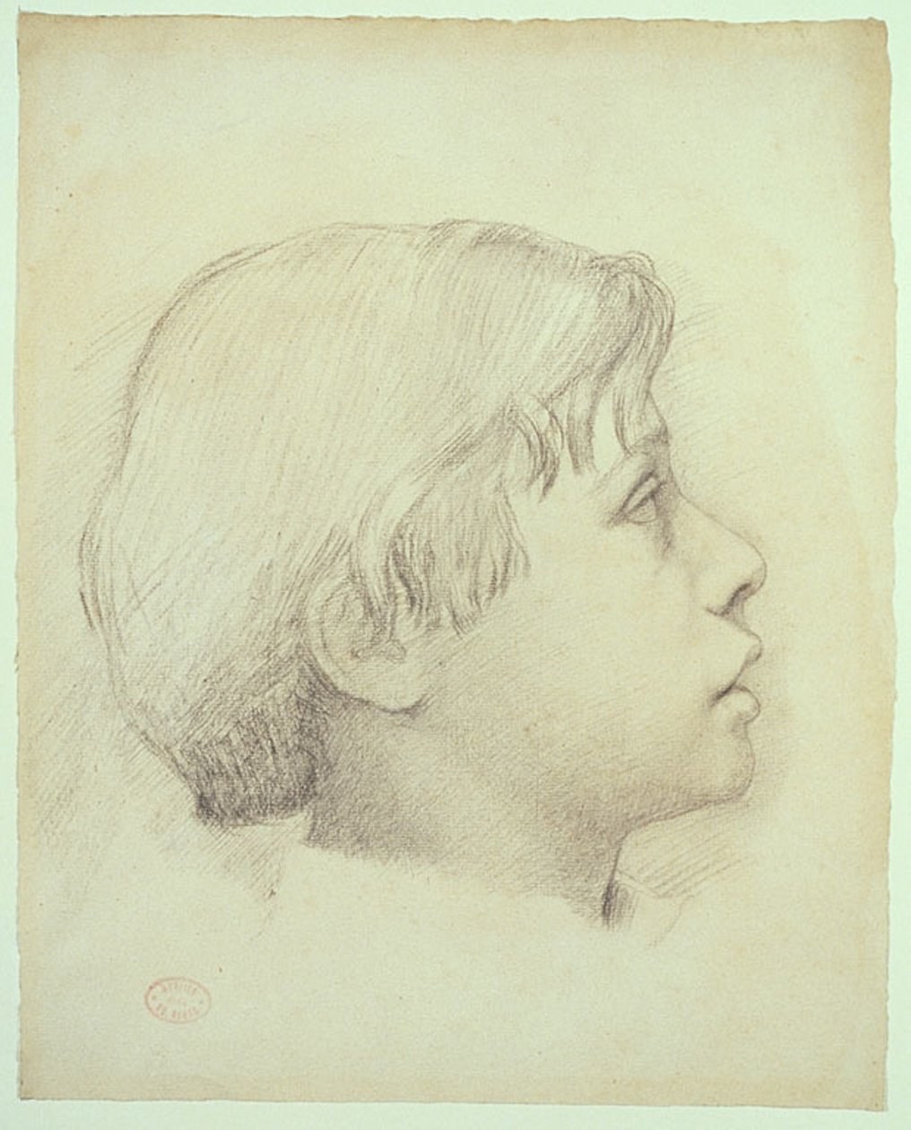 René de Gas, ok. 1855 r. (czarna kreda na papierze w kolorze kości słoniowej) autorstwa Edgar Degas