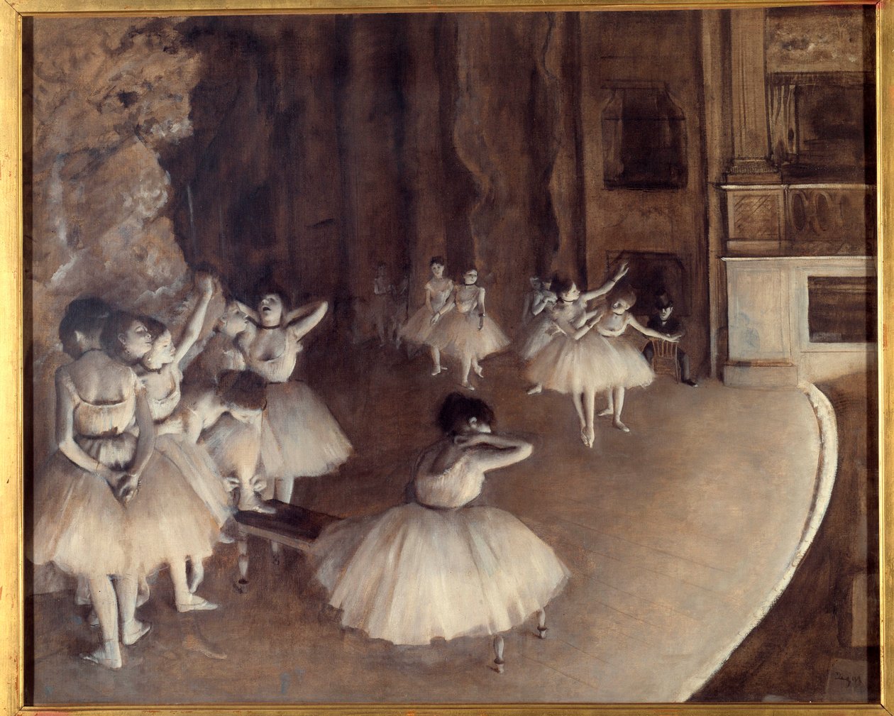 Powtórzenie baletu na scenie Obraz Edgara Degasa (1834-1917). 1874. wym. 0,65x0,81m. Paryż, Muzeum Orsay autorstwa Edgar Degas