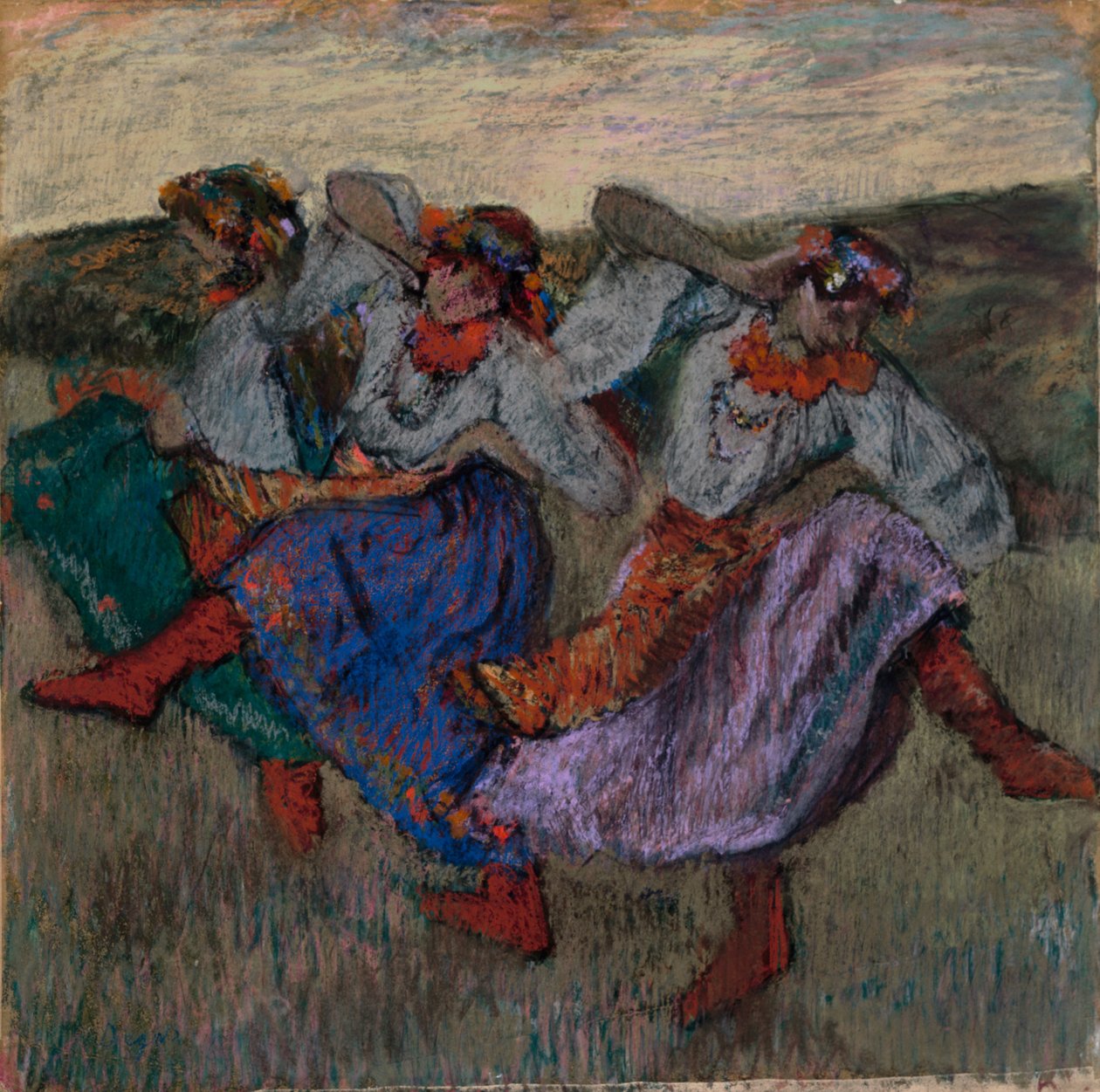 Rosyjscy tancerze, ok. 1899 (pastel na kalce technicznej naklejonej na tekturę) autorstwa Edgar Degas