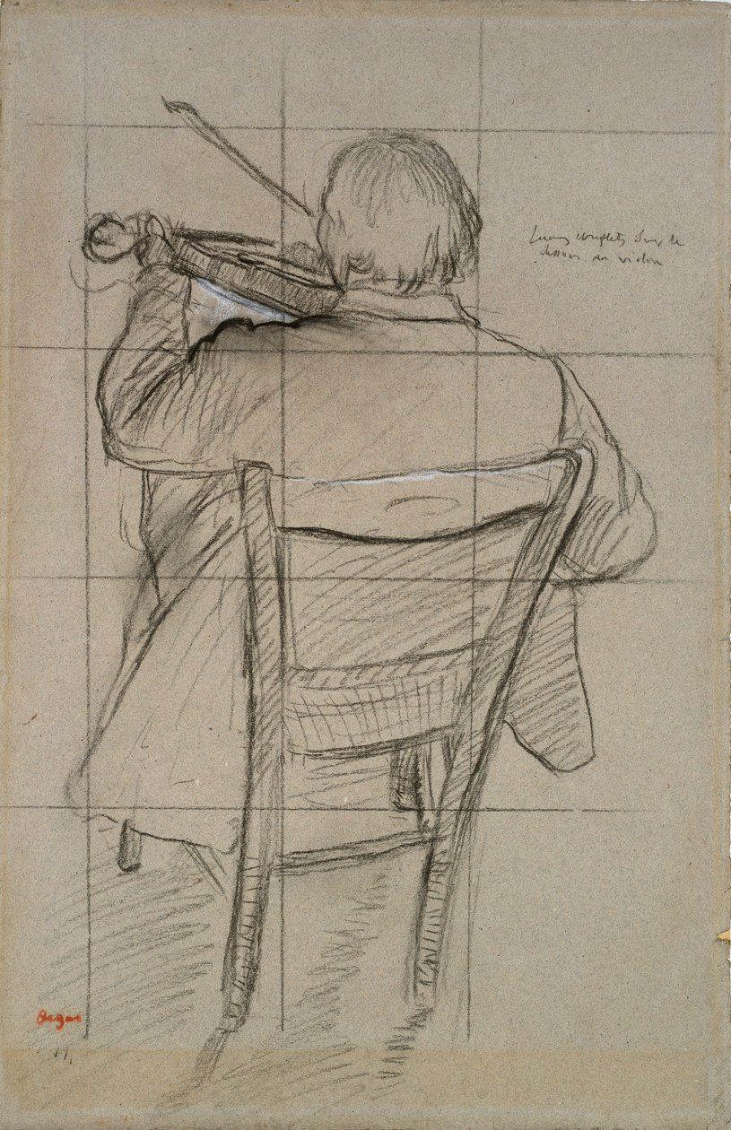 Skrzypek siedzący widziany z tyłu, 1875-1876 autorstwa Edgar Degas