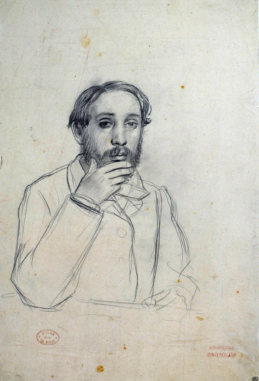Rysunek autoportretu Edgara Degasa (1834-1917) XIX w. Nd. 0,36x0,24 m Paryż, Musee du Louvre autorstwa Edgar Degas