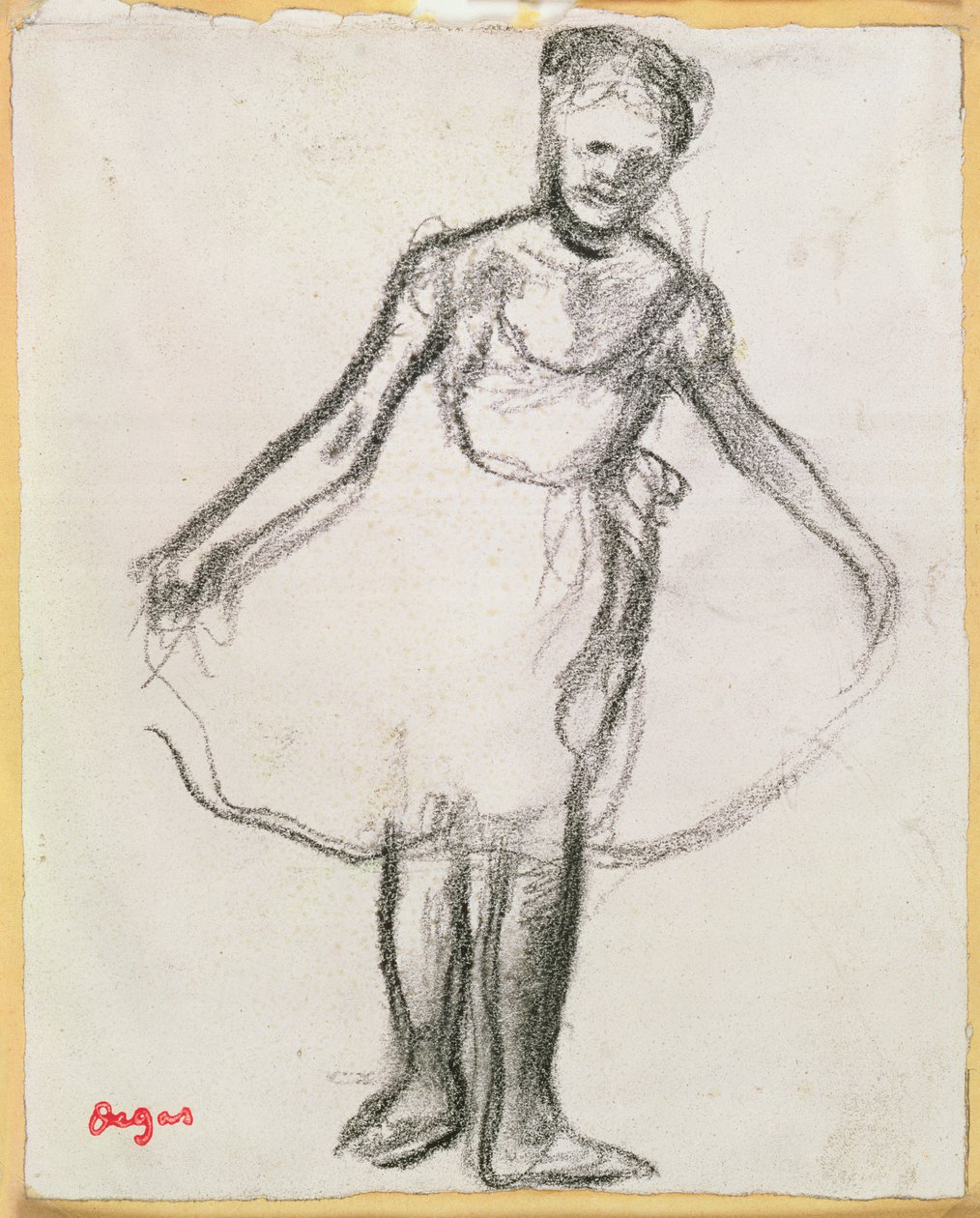 Stojąca Tancerka Trzymająca Tutu (węgiel na papierze) autorstwa Edgar Degas