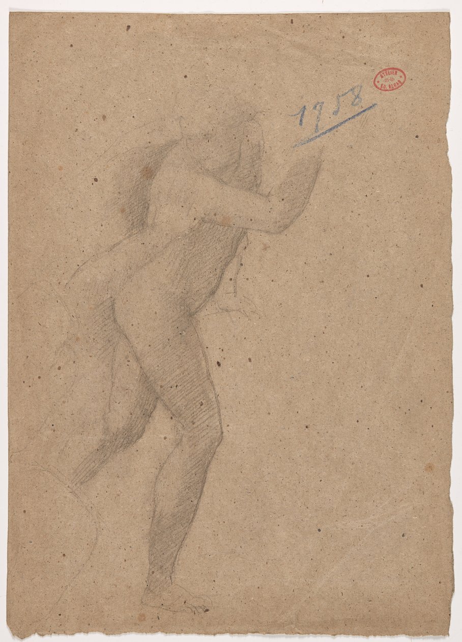 Studium po rycinie Marcantonio Raimondi według Rafaela, „Masakra niewinnych”, c.1854-56 (ołówek i kikut na brązowym papierze) autorstwa Edgar Degas