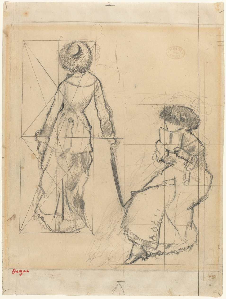 Studium dla Mary Cassatt w Luwrze [recto], c. 1879. autorstwa Edgar Degas