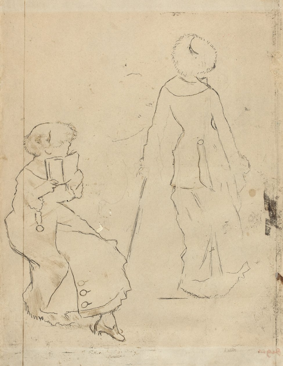 Studium dla Mary Cassatt w Luwrze [verso], c. 1879. autorstwa Edgar Degas
