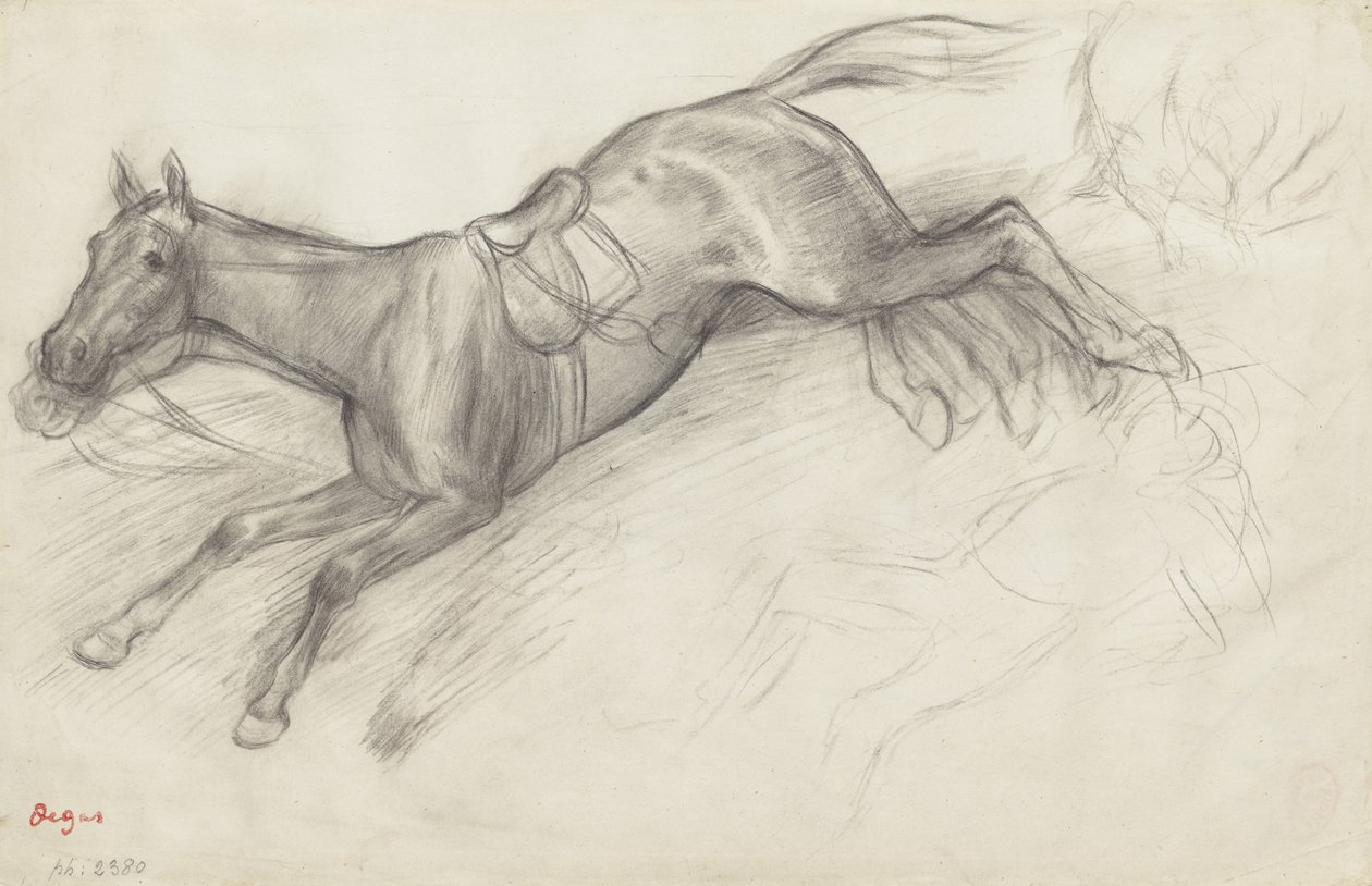 Studium do „Sceny z przeszkodami: Upadły dżokej”, 1866 autorstwa Edgar Degas