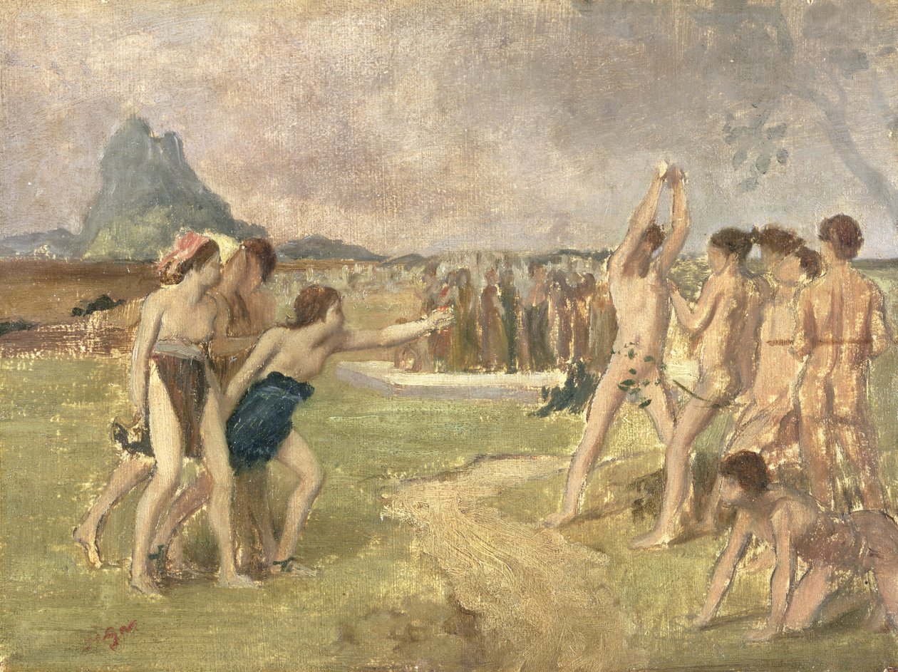 Study for The Young Spartans Exercising, c.1860-61 (olej na papierze zamontowany na panelu) (patrz 3354) autorstwa Edgar Degas