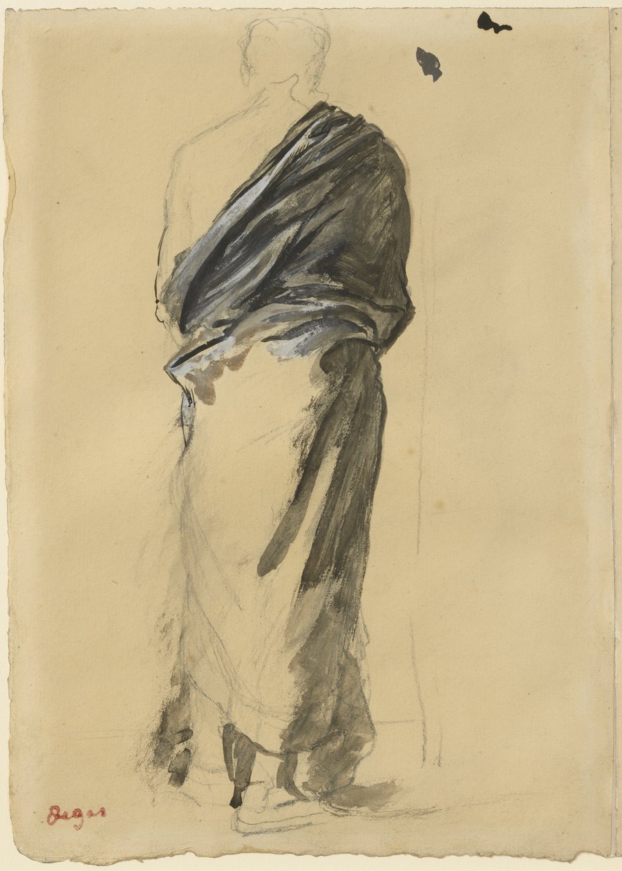 Studium draperii, 1860-65 autorstwa Edgar Degas