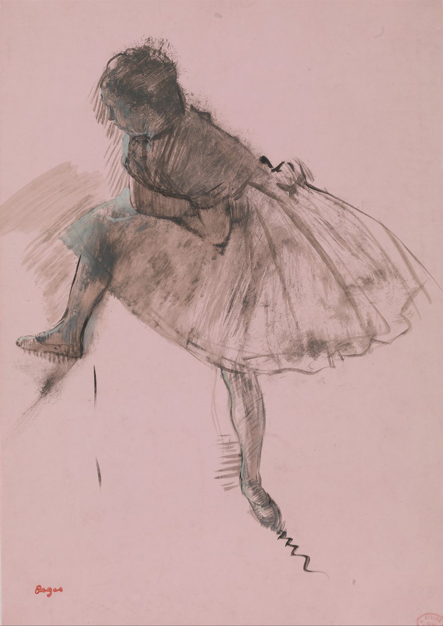 Studium tancerza baletowego recto, Dwa etiudy tancerzy verso, ca. 1873. autorstwa Edgar Degas
