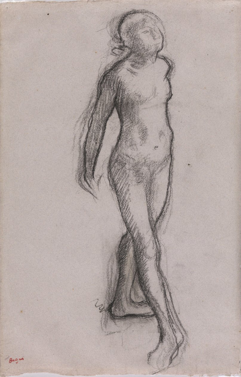 Studium nagiej tancerki, ok. 1878-79 (węgiel i czarny marker na papierze) autorstwa Edgar Degas