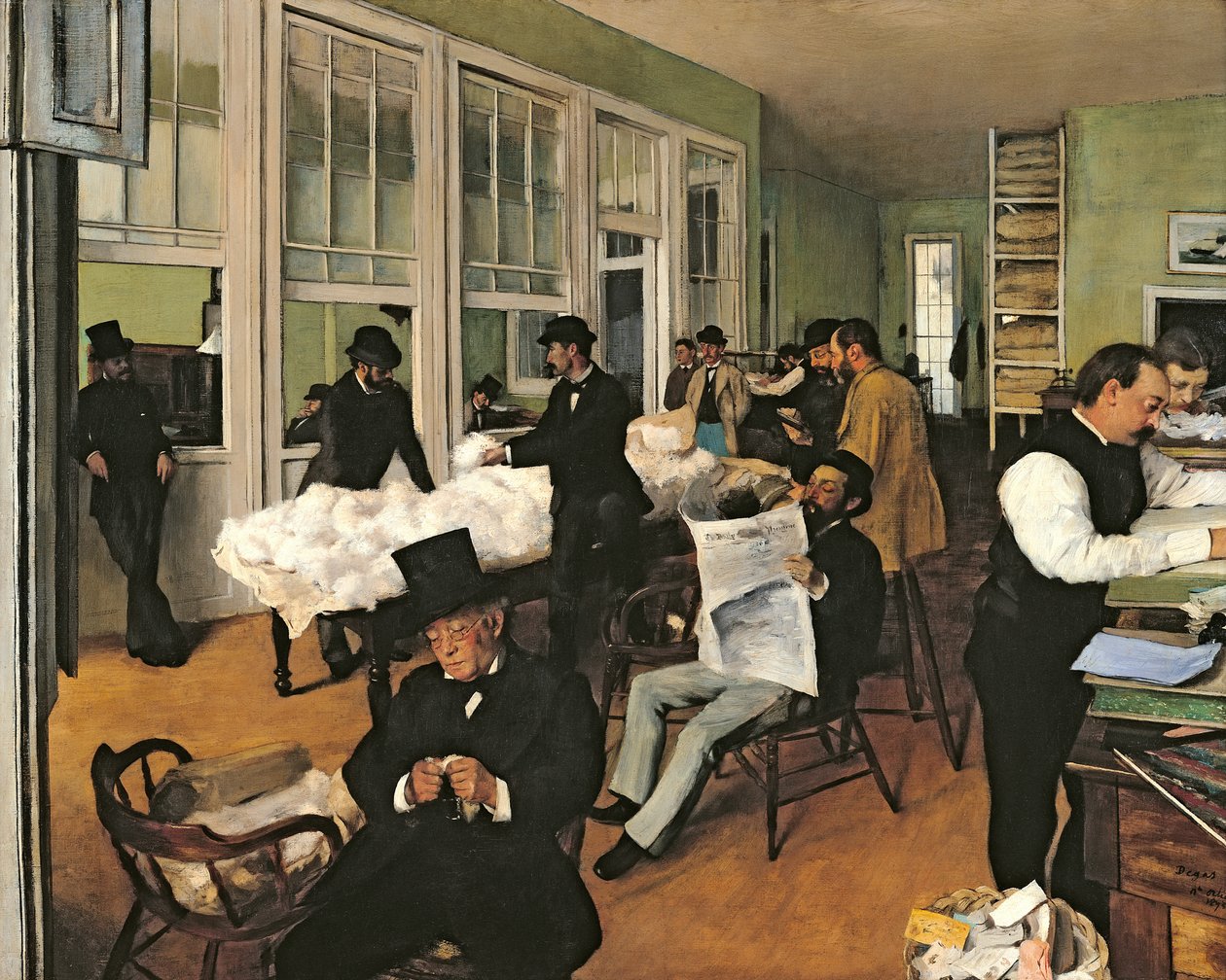 Giełda Bawełny, Nowy Orlean autorstwa Edgar Degas