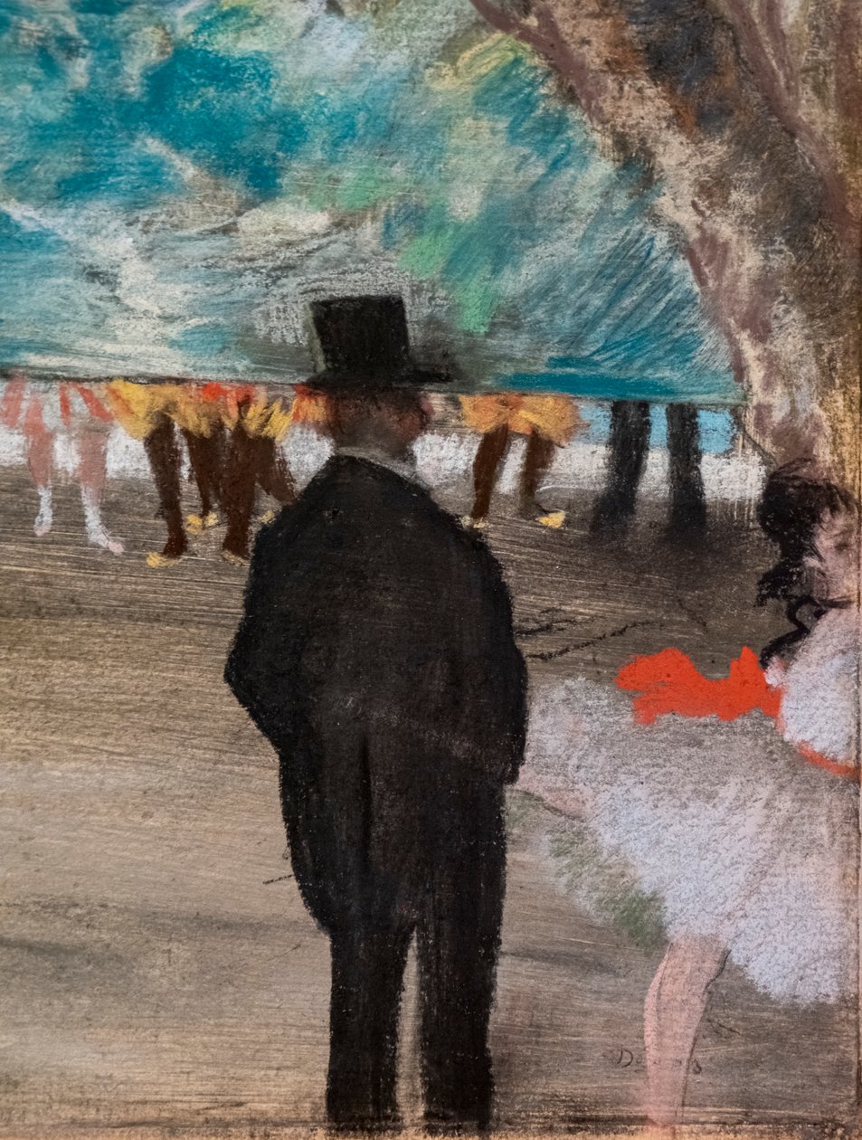 Kurtyna (szczegół). Około 1881 r. Pastel na węglu i monotypia, oprawy na tekturze. autorstwa Edgar Degas