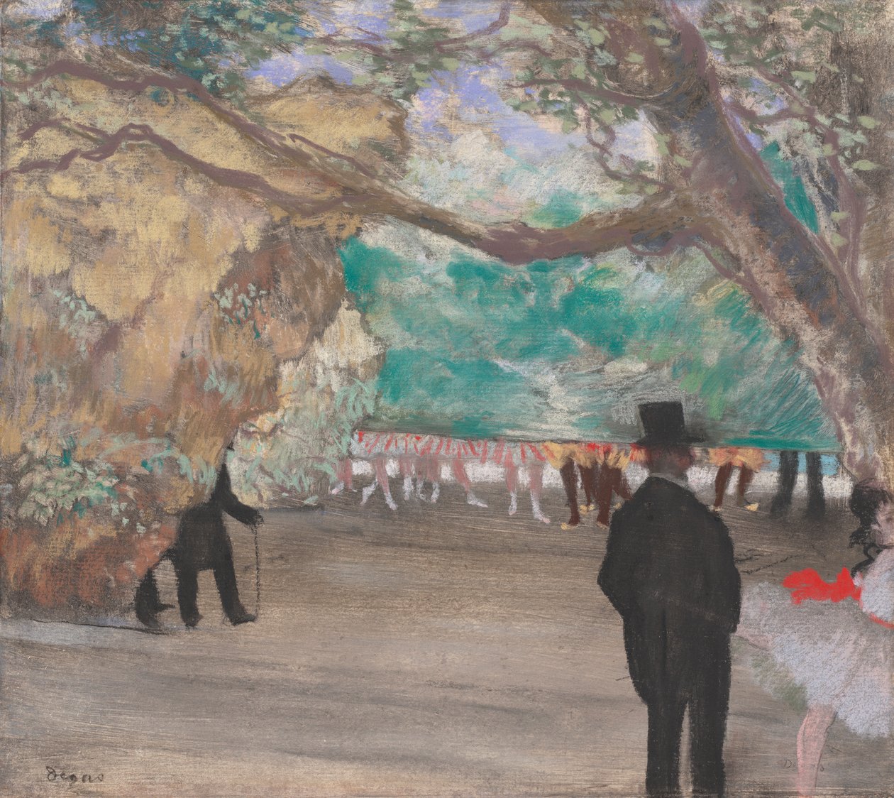 Kurtyna, ok. 1880 (pastel na węglu na papierze układanym na płycie) autorstwa Edgar Degas