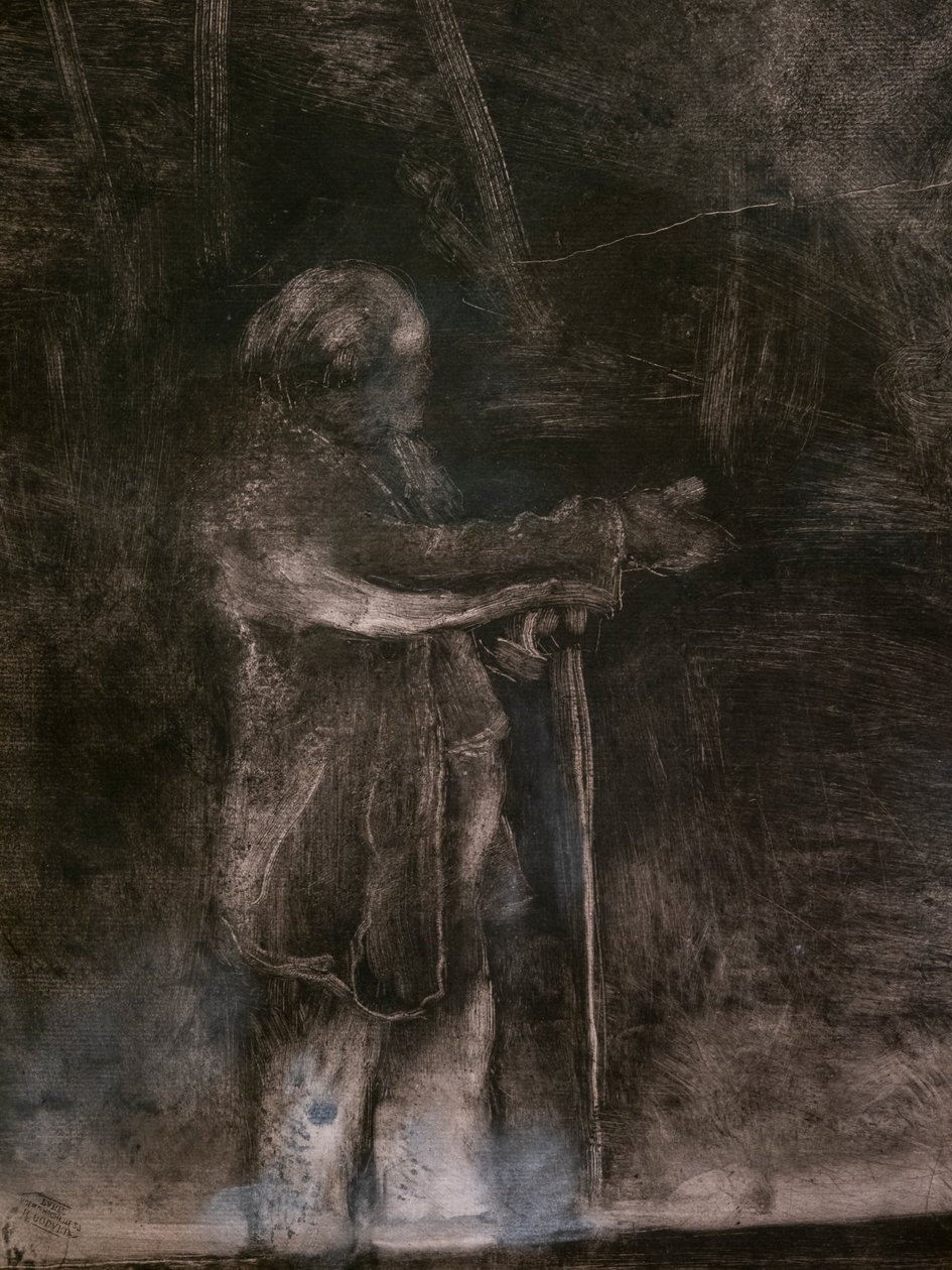 Master of Ballet (detal) (wykonany we współpracy z Ludoviciem Lepicem). 1876. Monotypia w czarnym tuszu z białymi kredowymi refleksami autorstwa Edgar Degas