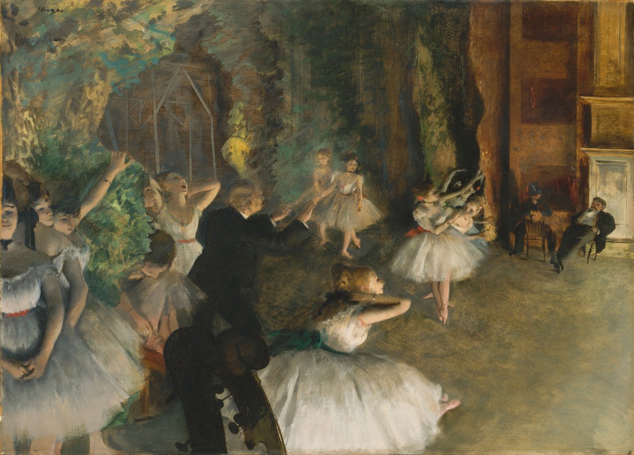 Próba baletu na scenie, ok. 1878-79 autorstwa Edgar Degas