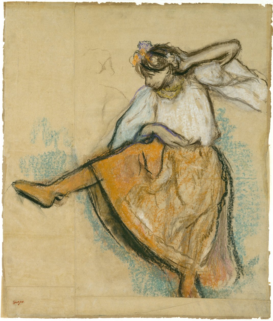 Rosyjska tancerka, ok. 1895 (pastel i węgiel na papierze łączonym ułożonym na płycie) autorstwa Edgar Degas