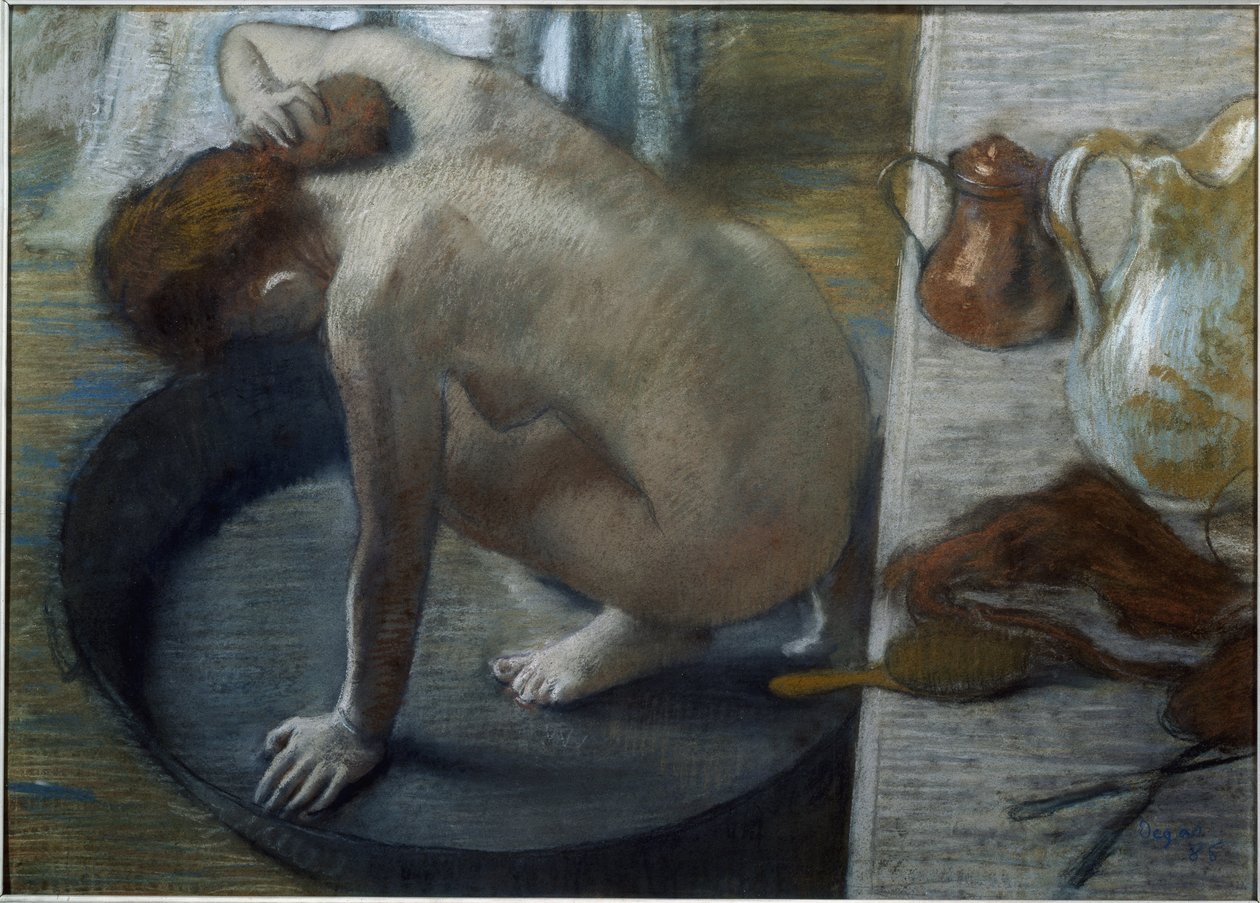 The Tub - pastel na tekturze autorstwa Edgar Degas