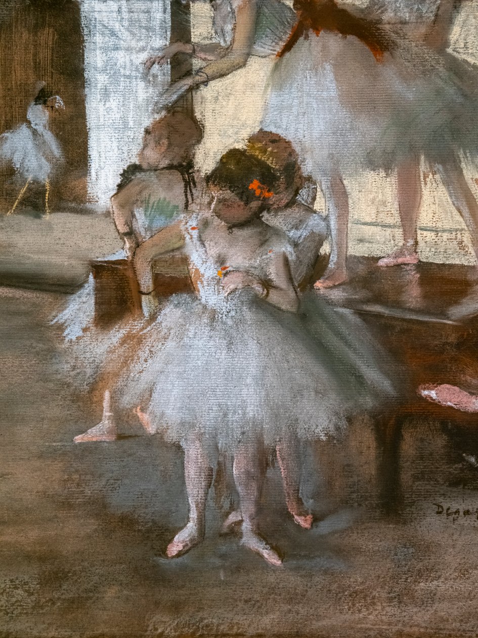 Lekcja tańca (szczegóły). Około 1876 r. Pastel na papierze naklejonym na tekturę. autorstwa Edgar Degas