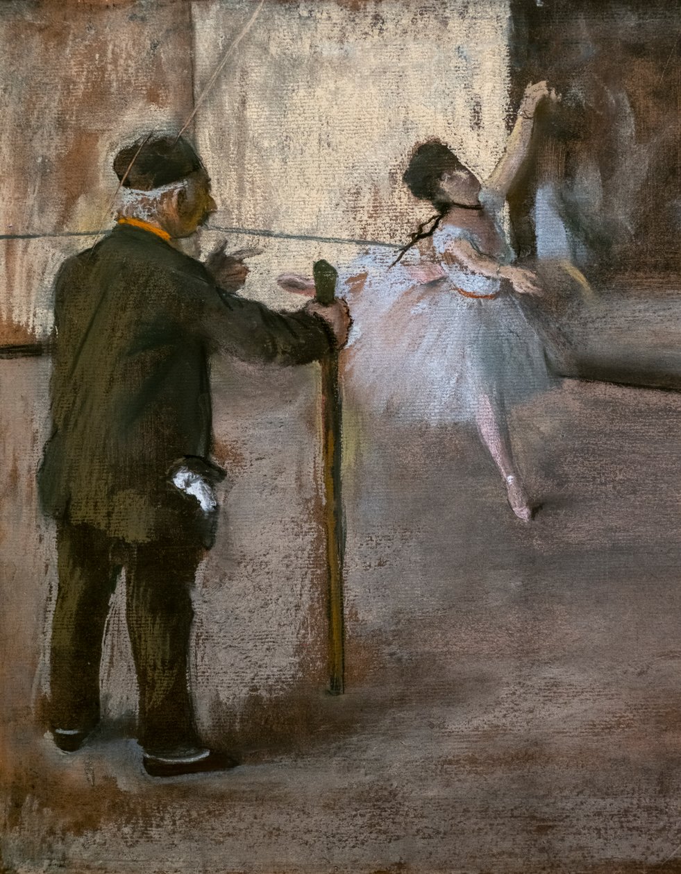 Lekcja tańca (szczegóły). Około 1876 r. Pastel na papierze naklejonym na tekturę. autorstwa Edgar Degas