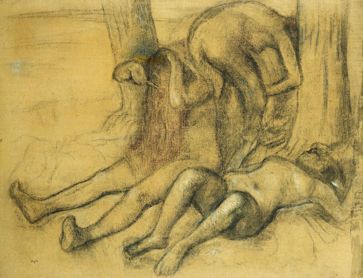 Trzech kąpiących się pod drzewem; Trzech kąpiących się pod drzewem, ok. 1894 r. autorstwa Edgar Degas