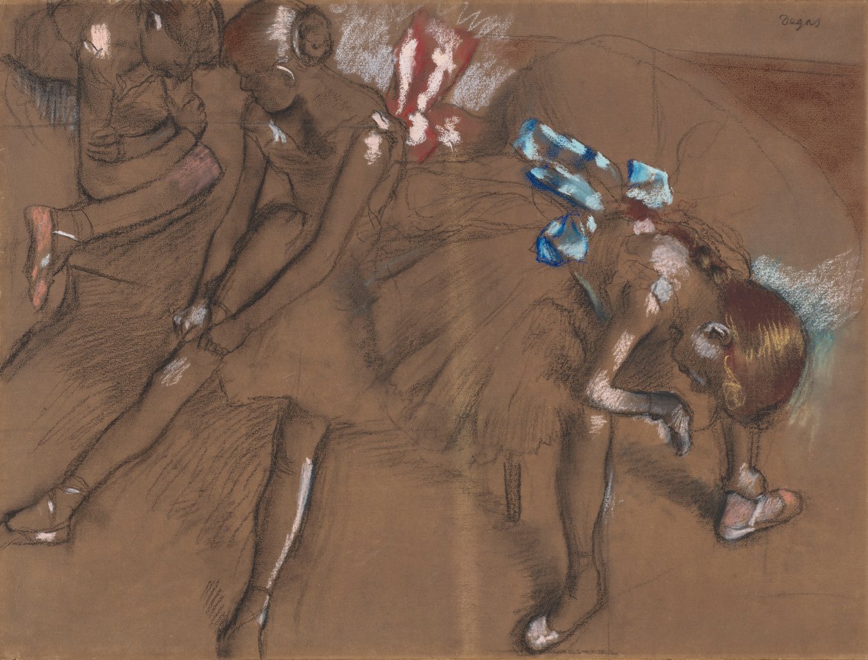 Trzech Tancerzy Odpoczywających, ok.1880 autorstwa Edgar Degas