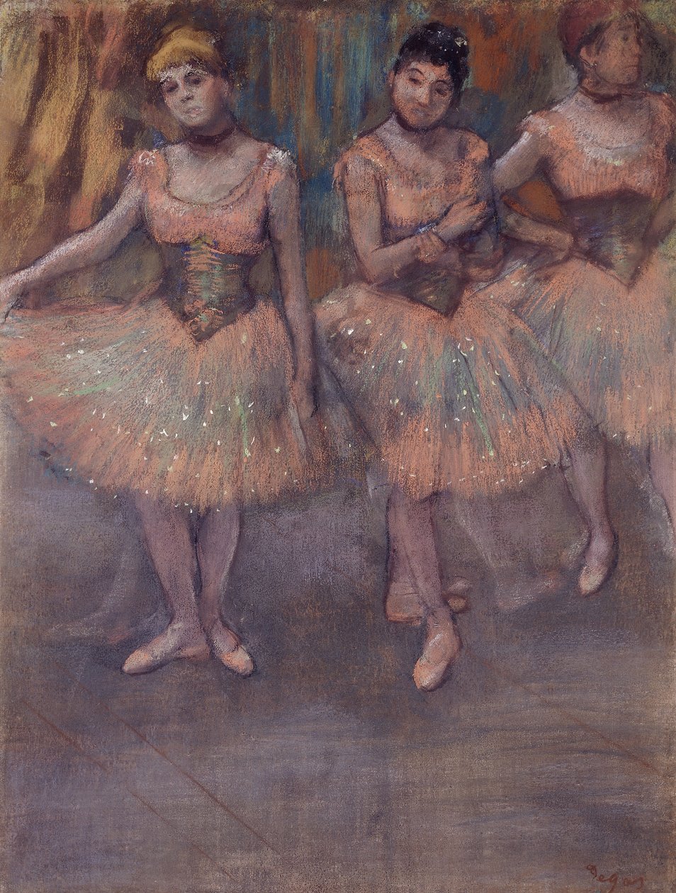 Trzech tancerzy przed treningiem, ok.1880 autorstwa Edgar Degas
