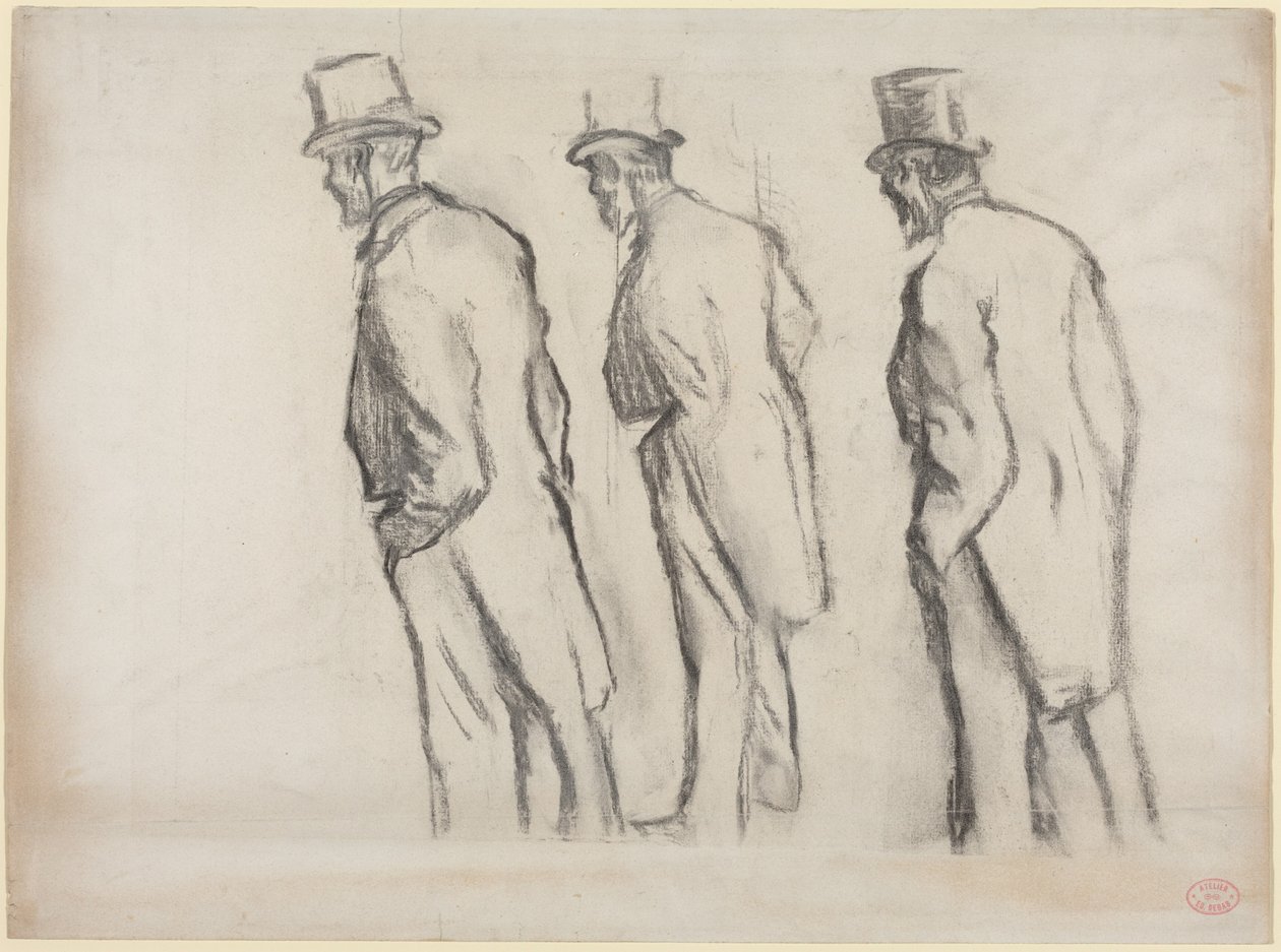 Trzy studia przedstawiające Ludovica Halévy’ego w pozycji stojącej autorstwa Edgar Degas