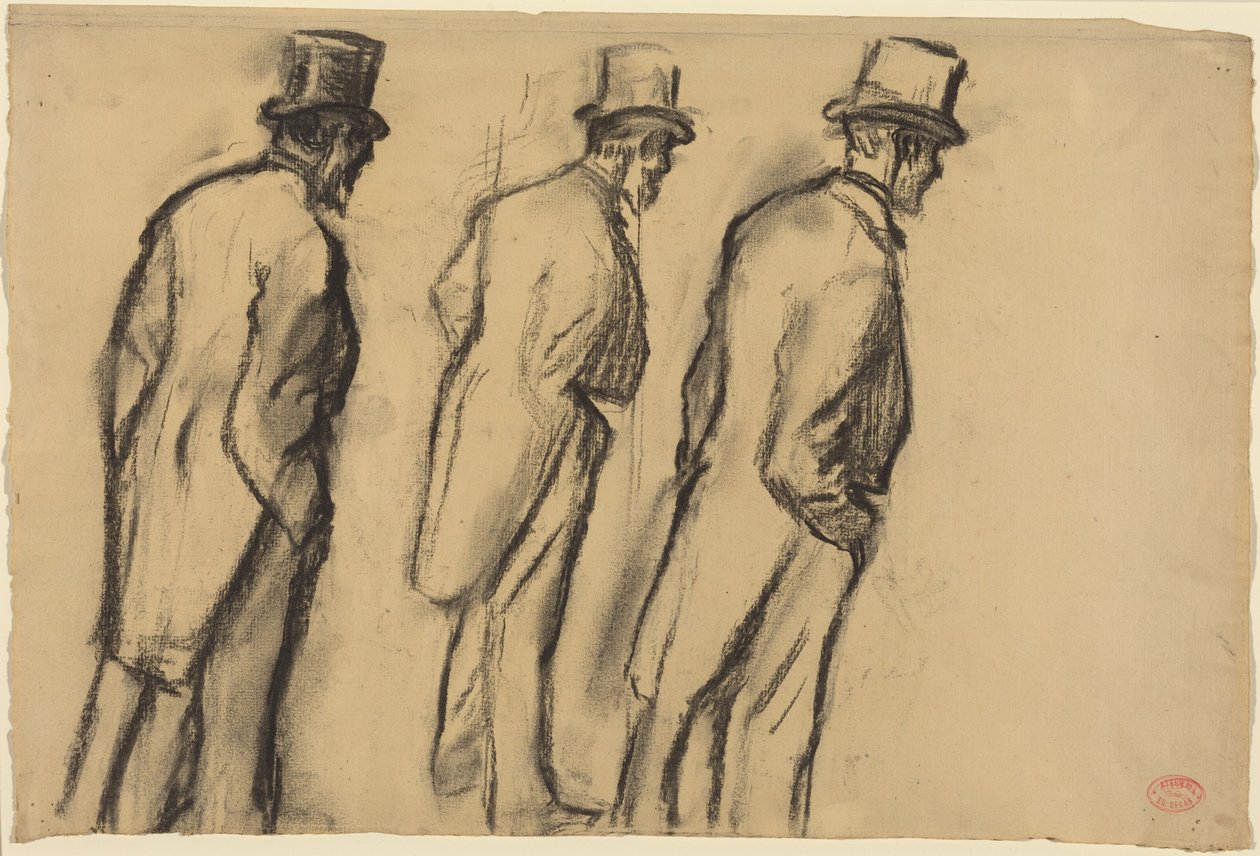 Trzy studia przedstawiające Ludovica Halévy’ego w pozycji stojącej autorstwa Edgar Degas