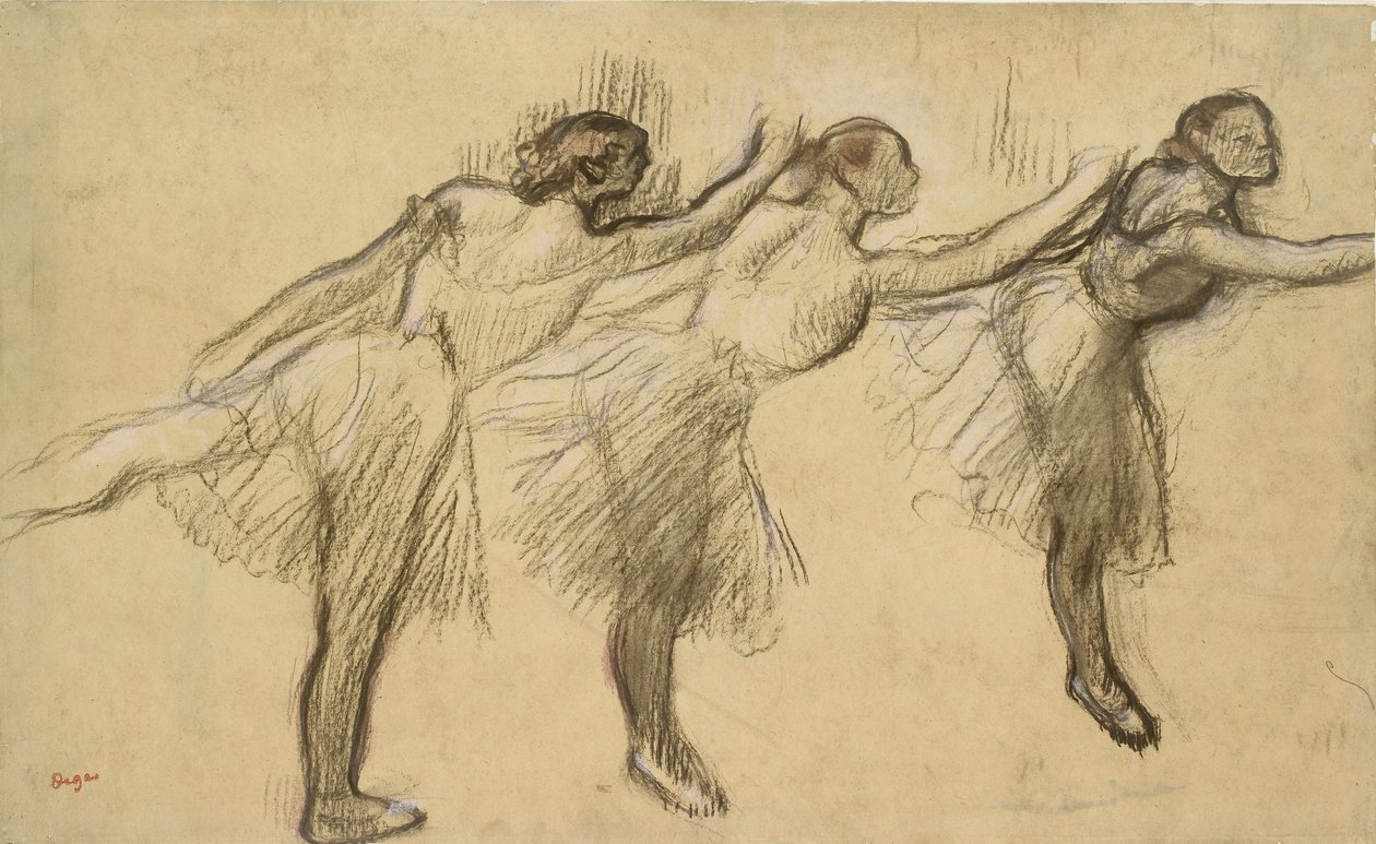Trzy etiudy baletnicy, koniec XIX wieku autorstwa Edgar Degas