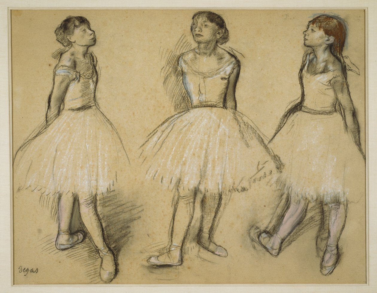 Trzy studia tancerza w czwartej pozycji autorstwa Edgar Degas