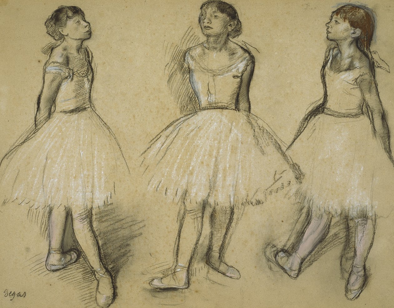 Trzy studia tancerza na czwartej pozycji, 1879-80 autorstwa Edgar Degas