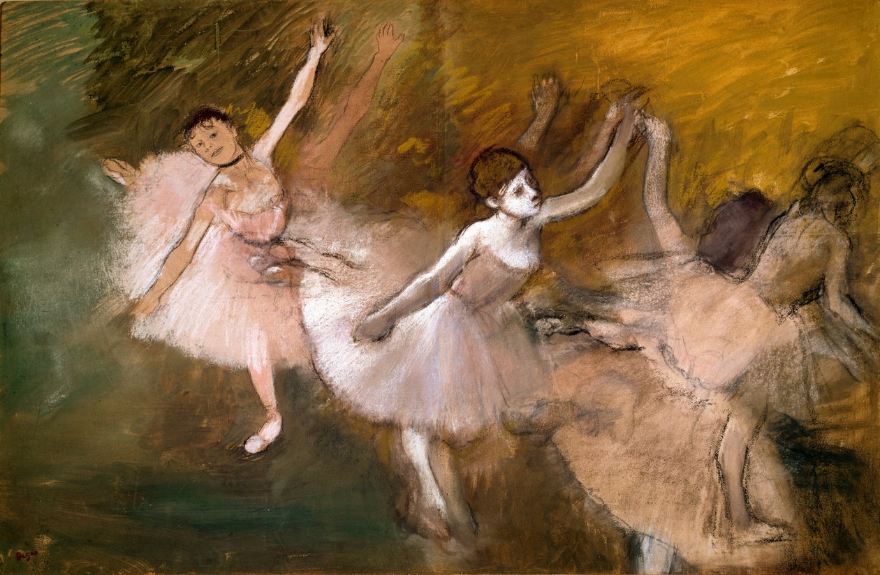 Trzech tancerzy (pastel) autorstwa Edgar Degas