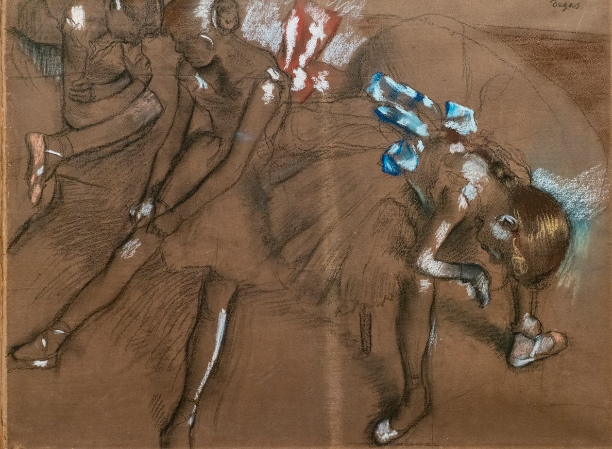 Trzech tancerzy. Około 1880 r. Węgiel i pastel na papierze autorstwa Edgar Degas
