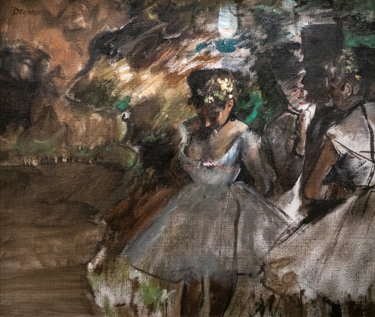 Trzech tancerzy za kulisami. 1880-1885. Olej na płótnie. autorstwa Edgar Degas